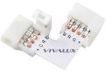 VIVALUX КОНЕКТОР ЗА LED ЛЕНТА RGB VIVALUX ЪГЛОВ СВЪРЗВАЩ 8 и 10мм 12V 14x16x5мм 2бр (VIV003911)