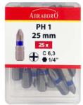 ABRABORO POWER BIT SZÍNES GYŰRŰVEL 25 PCS PACK PHILLIPS 1x25 mm (061802201015)