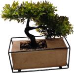  Mesterséges Bonsai kaspóval és fa alappal - 21x11x28 cm, természetes hatású dekoráció (1246762)
