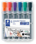 STAEDTLER Flipchart marker készlet, 2-5 mm, vágott, STAEDTLER "Lumocolor 356 B", 6 különböző szín (356 B WP6) - kreativjatek