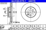 ATE Disc frana fata Toyota Yaris Verso, Yaris ATE 24.0120-0175.1 (24.0120-0175.1)
