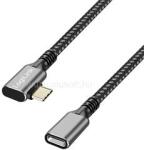 LogiLink USB 3.2 Gen2 Type-C kábel, C/M 90 - USB-C/F, PD, AV, alu, fekete/szürke, 0, 5 m (LOGILINK_CUA0110) (LOGILINK_CUA0110)