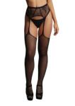 Le Désir Fishnet and Lace Garterbelt Stockings Black