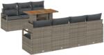 vidaXL Градински Софа Комплект 8 бр. 7-Брой места Сив и кафяв (3349670)