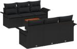 vidaXL Градински Софа Комплект 7 бр. 6-Брой места Черно полиратан (3355944)