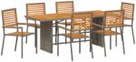 vidaXL Комплект за хранене в градината 7 бр. Сив и кафяв полиратан (3365451)
