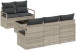 vidaXL Комплект дивани 6 бр. 5-Брой места Светлосиво полиратан (3346262)