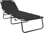vidaXL Сгъваем шезлонг Черно 188 x 57 x 86, 5 см Полиестер (42003141)