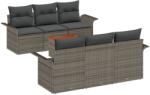 vidaXL Градински Софа Комплект 7 бр. 6-Брой места Сив полиратан (3355941)