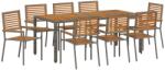 vidaXL Комплект за хранене в градината 9 бр. Сив и кафяв полиратан (3365445)