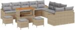 vidaXL Градински Софа Комплект с възглавница 13 pcs Бежово Полиратан (3364672)