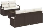 vidaXL Градински Софа Комплект 6 бр. 5-Брой места Кафяв и Кремав (3354927)