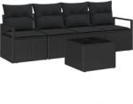 vidaXL Комплект дивани 5 бр. 4-Брой места Черно полиратан (3346253)
