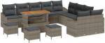 vidaXL Градински Софа Комплект с възглавница 13 pcs Сив Полиратан (3364673)