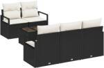 vidaXL Комплект дивани 6 бр. 5-Брой места Черен и кремав полиратан (3346257)