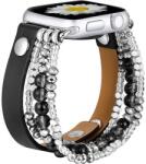 Mybandz 13457 apple watch gyöngyös bőróraszíj- fekete /40/41 és 42 mm (13457) - bevachip