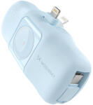 Wozinsky WF16-YLS 5000mAh 15W Lightning Mini Power Bank beépített USB-C kábellel és Apple Watch töltővel - kék