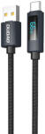 Dudao L7T USB-A - USB-C 66W kábel LED kijelzővel 1m - fekete
