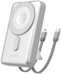 Dudao K29 10000mAh PD 20W MagSafe Powerbank fém tokkal, állvánnyal és beépített USB-C/Lightning kábelekkel - ezüst