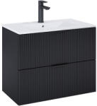 Roca Reef 80 két fiókos alsószekrény mosdóval, matt fekete A852478532 (A852478532)