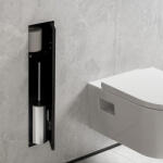 Hansgrohe XtraStoris Rock falba süllyesztett WC kefe és papír tartó, matt fekete 56060670 (56060670)