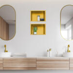 BALNEO WALL-BOX ONE süllyesztett inox polc 30x20x10 cm peremmel, arany B0101030310-1 (B0101030310-1)