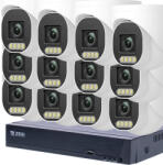  8MP H. 265x IP POE SWITCH 12db-os 4mm DOME Kamerás Biztonsági Rendszer IP66 Vízálló Éjjel Nappal színes látás Hangrögzítés