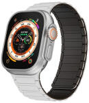 Apple Watch 4-6, SE, SE (2022) (38 / 40 mm) / Watch 7-9 (41 mm) / Watch 10 (42 mm), szilikon pótszíj, mágneses zár, kétszínű, 3D minta, fehér/fekete