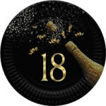 Pol-Mak Happy Birthday 18 Golden Champagne papírtányér 8 db-os 22, 7 cm PKK760593 (PKK760593)