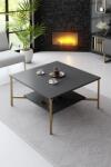 Bexley Masuta Cafea, PAL Melaminat / Metal, Gold Line, Negru / Auriu, 80x80x40 cm (618BLY1151) Masa de cafea
