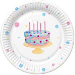 Pol-Mak Happy Birthday Cake with Balloons papírtányér 8 db-os 18 cm (PKK046528)