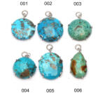  Pandantiv Turcoaz Iranian Natural Oval - Picatura - Disc 28-34 x 13-23 x 4-9 mm - Cristalul Comunicarii si Creativitatii - Argint 925 - 1 Buc