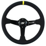 SLIDE Steering wheel SLIDE 350mm offset: 90mm Leather Yellow Strip