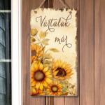  Nyomtatott fa tábla - Napraforgós akasztós tábla 13x24, 3cm - kosarbolt