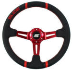 SLIDE Steering wheel SLIDE 350mm offset: 90mm Leather Red