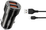 XO CC48 autós töltő 2x USB-A + USB-C kábel 2, 4A - fekete