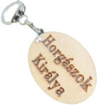  HORGÁSZOK KIRÁLYA gravírozott fa ovális kulcstartó 8mm nyírfából 5cm x 3, 4cm (DP-FAOVALLHK)