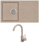Evido Easy 45S csepptálcás gránit mosogató, 760 x 440 mm, avena + EVIDO LANA csaptelep, avena - 105981SET (105981SET)