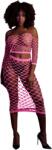 Ouch! Glow in the Dark Long Sleeve Crop Top and Long Skirt Neon Pink