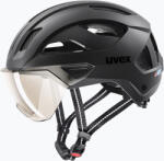 uvex Kerékpáros sisak UVEX Stride Visor fekete matt/litemirror ezüst