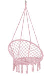 SPRINGOS Kertihinta Makramé Függőfotel - Rózsaszín