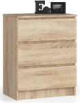 AKORD Furniture Factory - CLP Álló Komód K60-3 Fiokos, Sonoma Tölgy, Laminált Lemez, ABS Élzárás, 60x77x40 cm, Matt Felület, Összeszerelés Szükséges (OP0LK-6DAB002)