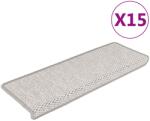 vidaXL 15 db szizál hatású platina öntapadó lépcsőszőnyeg 65x21x4 cm (326882)