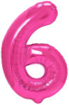 PartyPal Számos lufi 14" (35cm) fólia szám, számjegy 6 csak levegővel tölthető, Rózsaszín (LUFI785959)