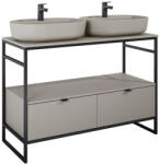 AREZZO design design NEBO alsószekrény 120 cm-es, 2 fiókkal, matt beige, matt fekete (2 doboz) (168760SET)