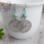 Kristály Jóga Shop Türkiz (perui krizokolla türkiz) 8 mm-es fülbevaló, mandalával