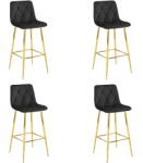 FDY Set 4 Scaune Bar Fido Picioare Aurii Caifea Neagra