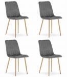 FDY Set 4 Scaune Bucatarie/Dining Gabe Picioare Finisaj Lemn, Catifea Gri