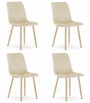 FDY Set 4 Scaune Bucatarie/Dining Gabe Picioare Finisaj Lemn, Catifea Bej
