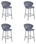 FDY Set 4 Scaune Bar Kors Catifea Gri Inchis